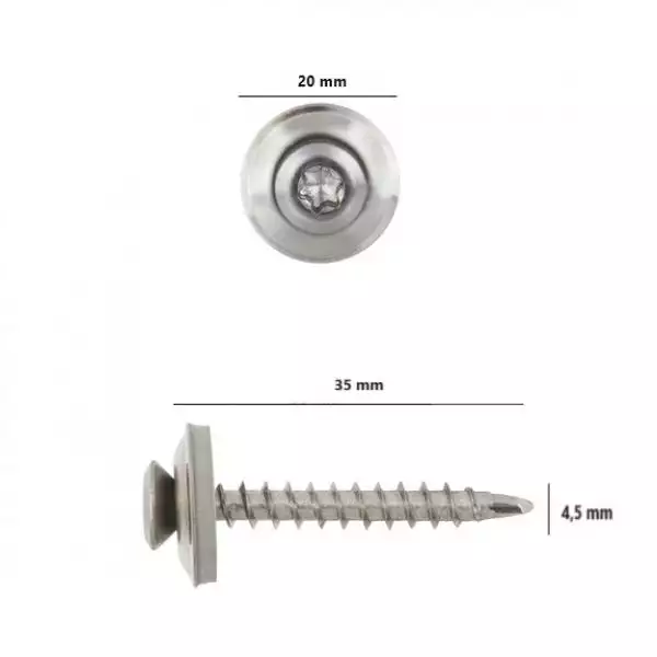 Spenglerschrauben blank Natur, natürliche Dachschrauben, Spenglerdichtbohrschrauben Edelstahl, Schrauben mit Dichtscheibe, Blechschrauben Edelstahl, langlebige Dachschrauben